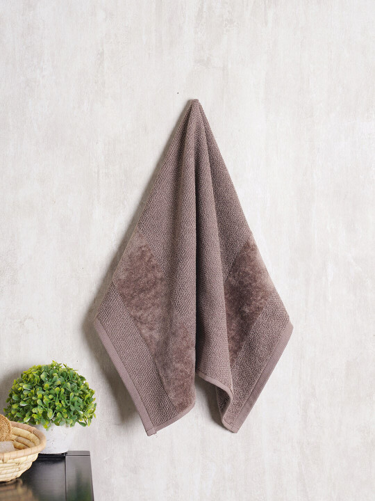 Pure Home and Living 4 Pieces Brown 600 GSM Pure Cotton Super Soft Hand Towels
