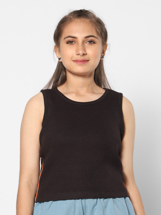 TeenTrums Girls Round Neck Cotton Tank Top