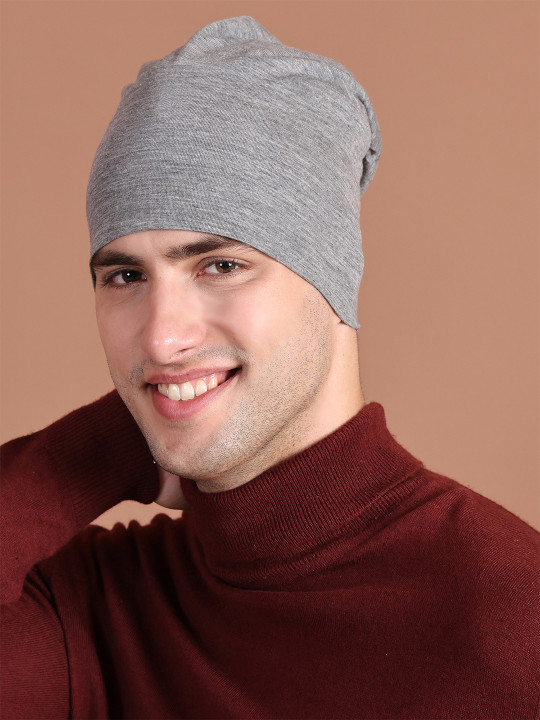 MACK JONNEY Men Grey Melange Beanie