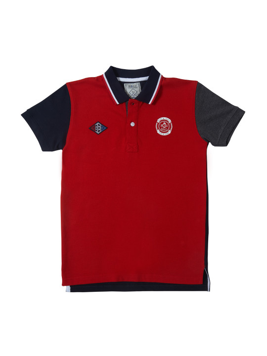 Boys Red Solid Polo T-shirt