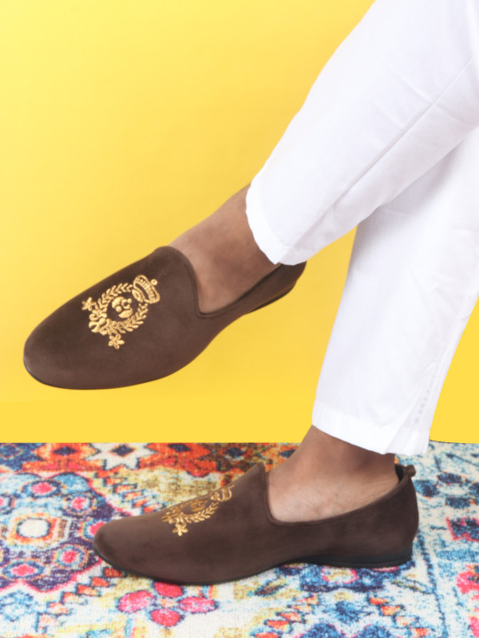 FAUSTO Men Woven Design Velvet Lightweight Loafers