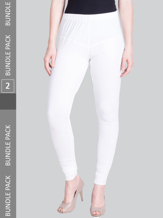 LYRA Women Pack Of 2 Churidar-Length Cotton Lycra Leggings