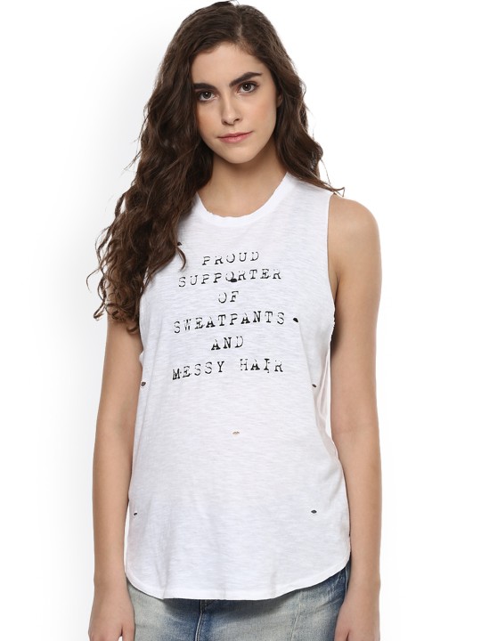 Women White Printed Top S