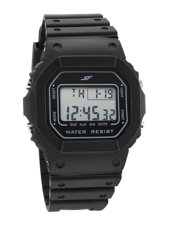 Sonata Sf Hexa Digital With Black Strap Unisex Watch - 77122pp02