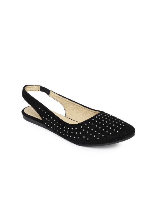 Women Black Embellished Ballerinas 35