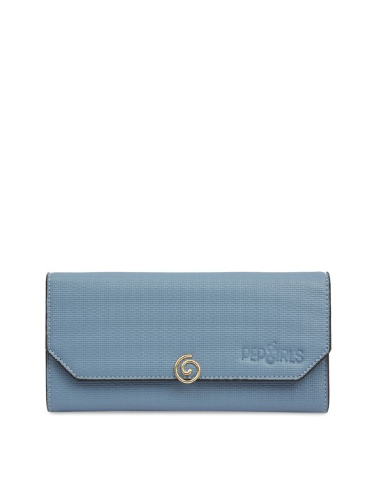 Women Blue Textured Three Fold Wallet