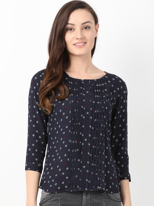 Women Black Printed Top XS