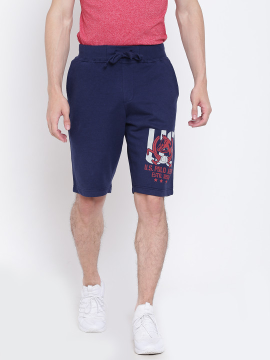 Men Navy Blue Solid Shorts 28