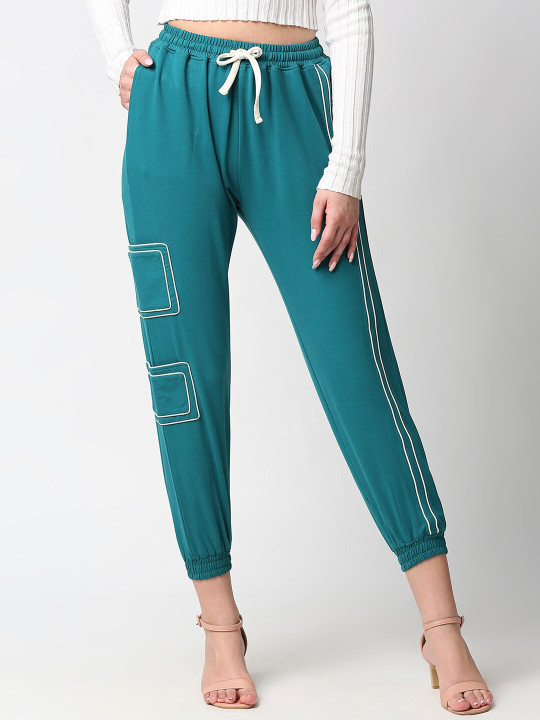 ANWAIND Women Striped Details Relaxed Fit Jogger