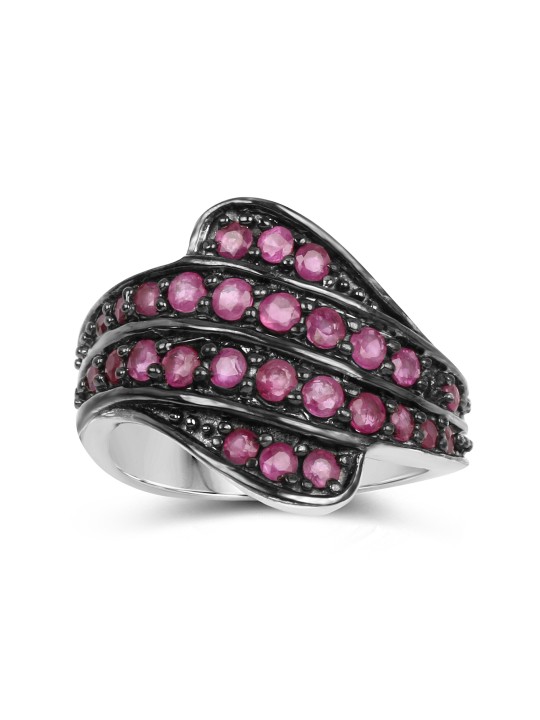Pink Sterling Silver Ring with 1.62CTW Genuine Rubies 7