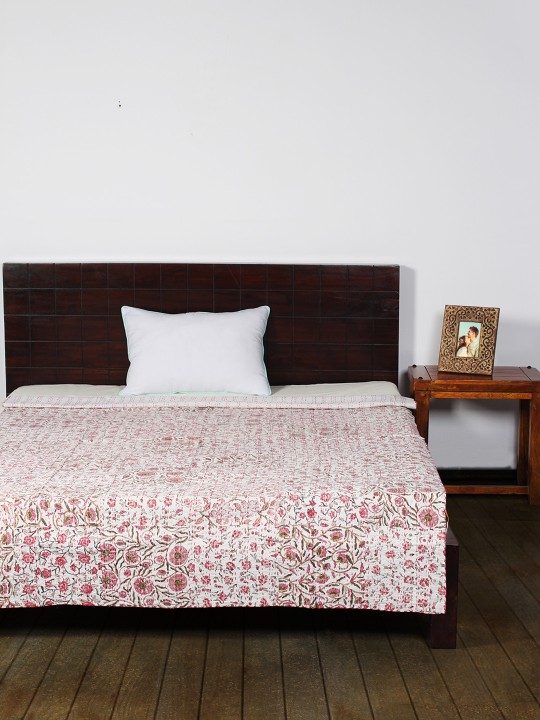 Beige 350 GSM Cotton Floral Print Mild Winters Single Dohar