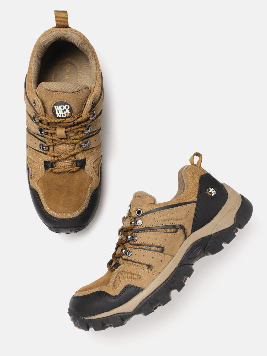 Woodland Men Round Toe Leather Sneakers