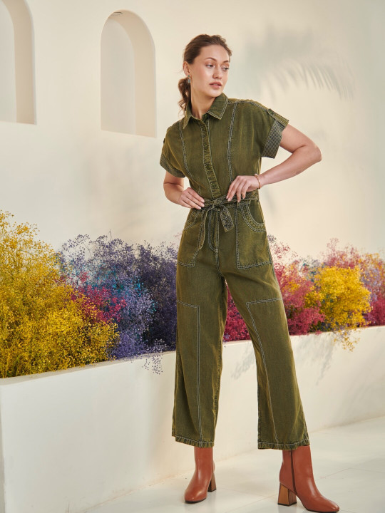 Style Island Cargo Style Tencel Basic Jumpsuit