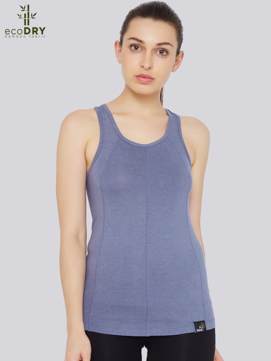Women Blue Solid Biodegradable Tank Top XS