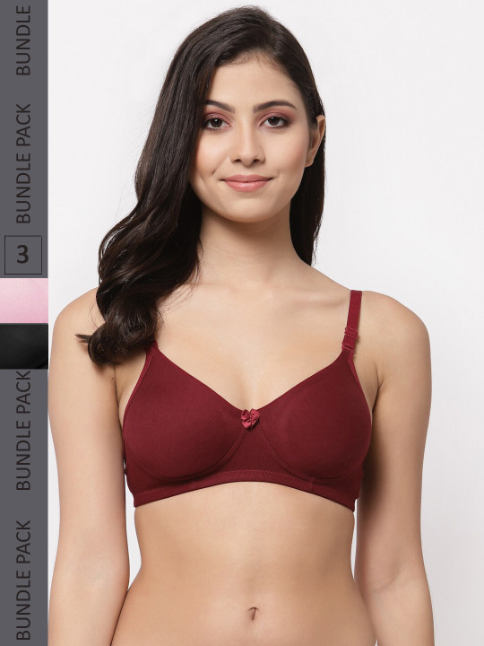 College Girl Pack Of 3 Lightly Padded Non-Wired Cotton T-shirt Bra