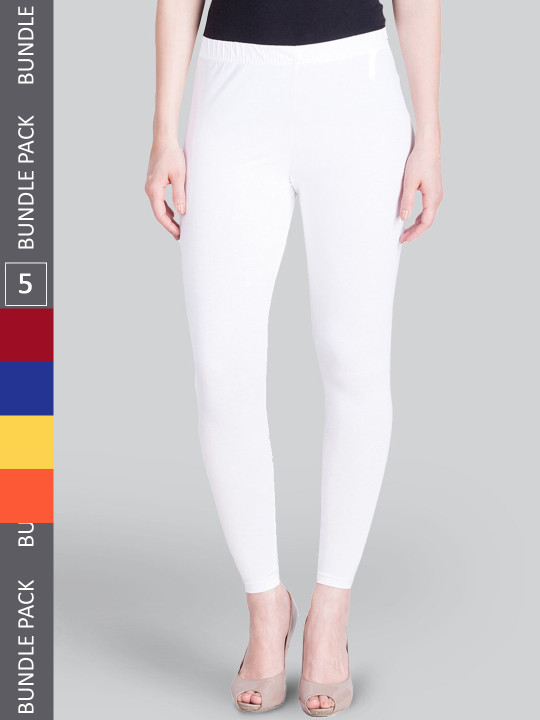 LYRA Women Pack Of 5 Sculpting Seams Mid Rise Ankle-Length Leggings