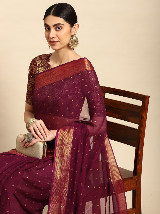 Mitera Floral Printed Pure Chiffon Saree