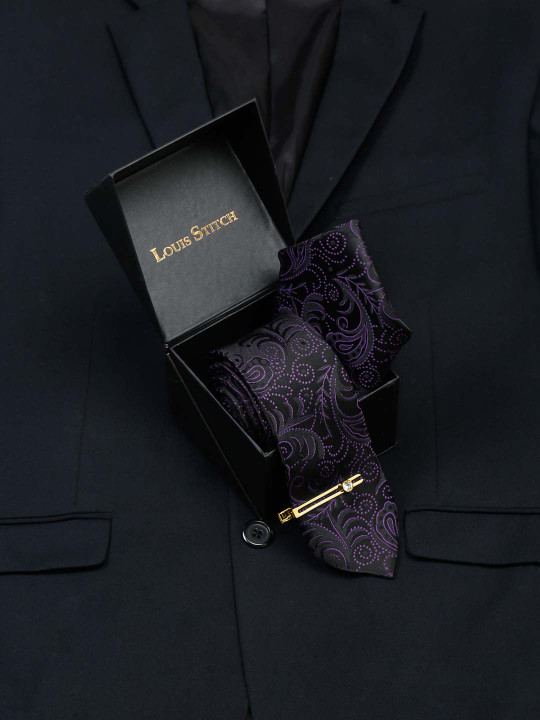 LOUIS STITCH Men Italian Silk Necktie Accessory Gift Set