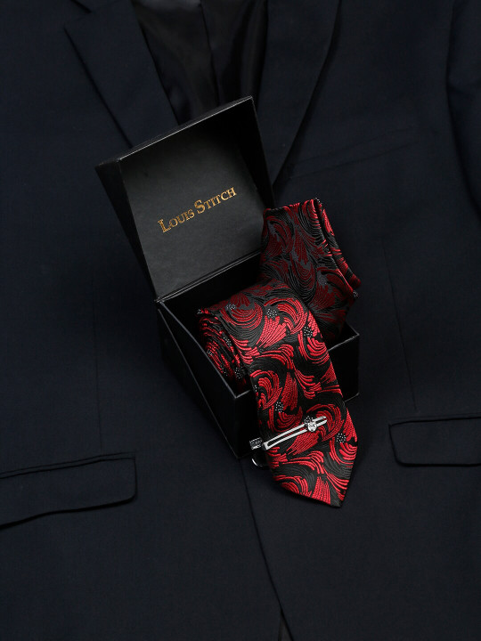 LOUIS STITCH Men's Italian Silk Necktie Accessory Gift Set