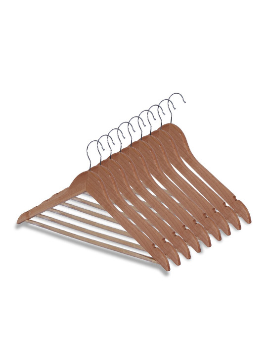 Kuber Industries Brown 9 Pieces Lightweight Wooden Hangers