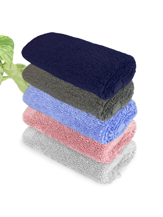 Heelium Unisex Pack of 5 Bamboo Super Soft & Quick Drying Face Towel
