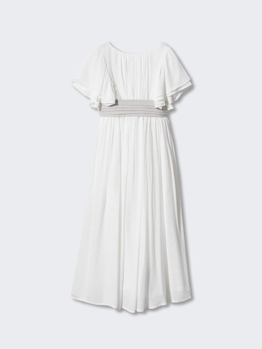 Mango Kids Girls Flared Sleeves Pleated Maxi Dress