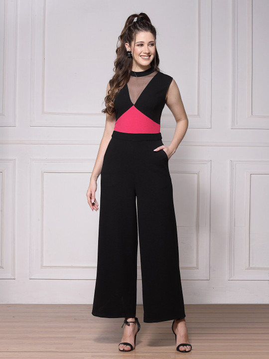 KASSUALLY Basic Jumpsuit with Lace Inserts