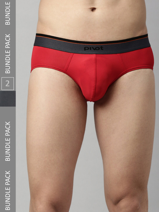 pivot Men Pack Of 2 Assorted Mid Rise Basic Briefs