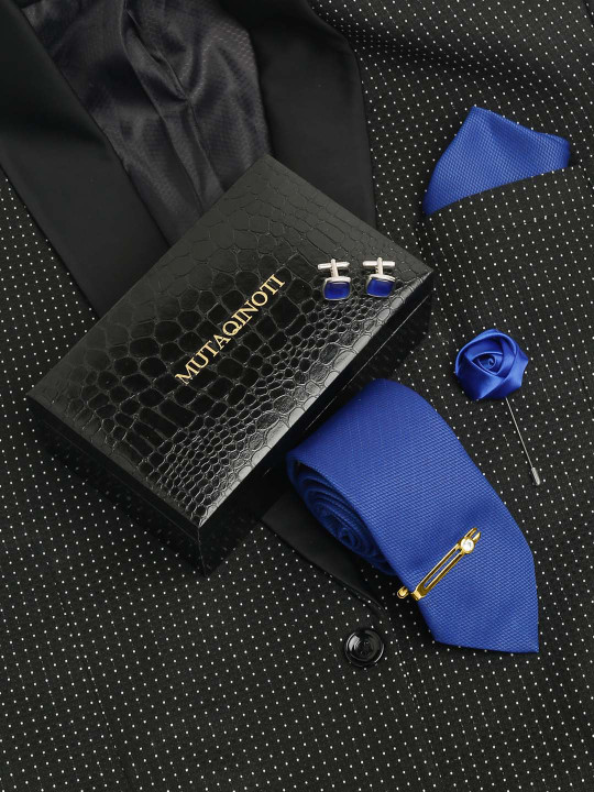 MUTAQINOTI Men Silk Necktie Accessory Gift Set