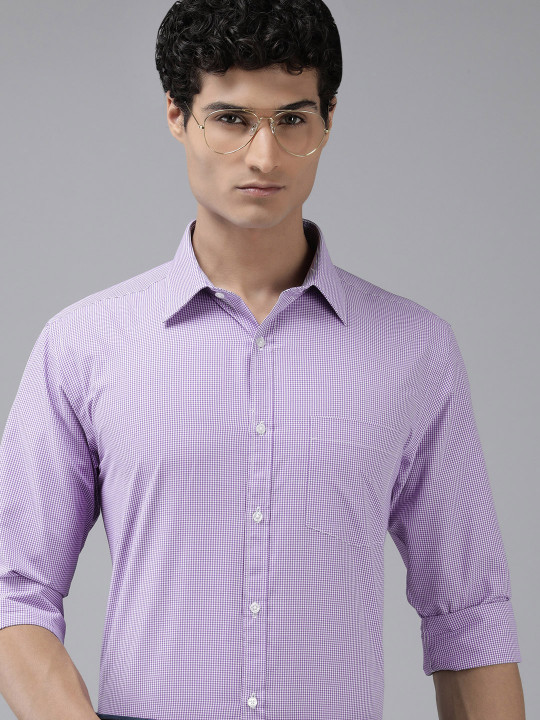 Park Avenue Slim Fit Micro Checks Opaque Formal Shirt With Chest Pocket