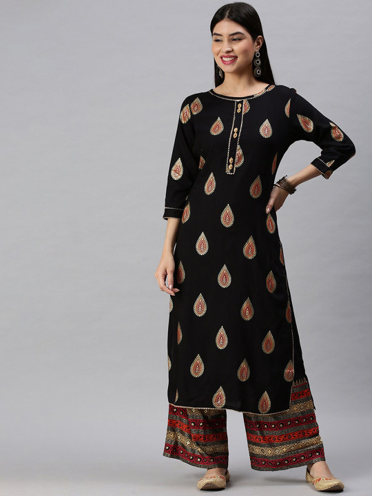 SHOWOFFFF Ethnic Motifs Printed Gotta Patti Kurta with Palazzos