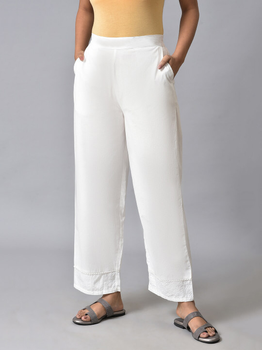 AURELIA Women Pure Cotton Slip-On Straight Palazzo