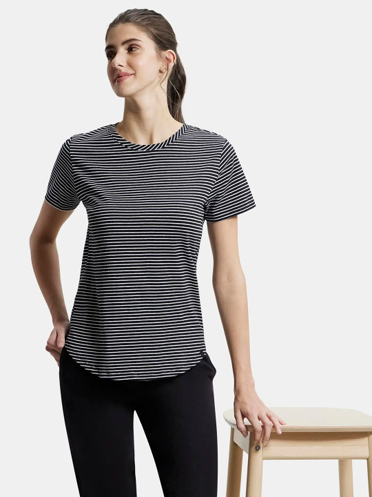Jockey Super Combed Cotton Stripe Fabric Relaxed Fit T-shirt-A121
