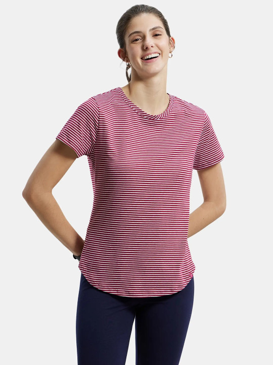 Jockey Super Combed Cotton Stripe Fabric Relaxed Fit T-shirt-A121