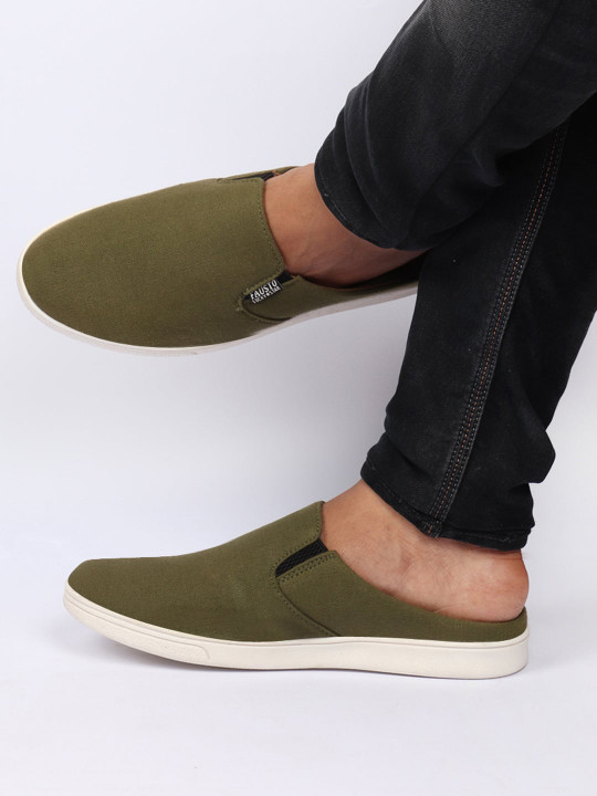 FAUSTO Men Lightweight Round Toe Slip On Mule Sneakers