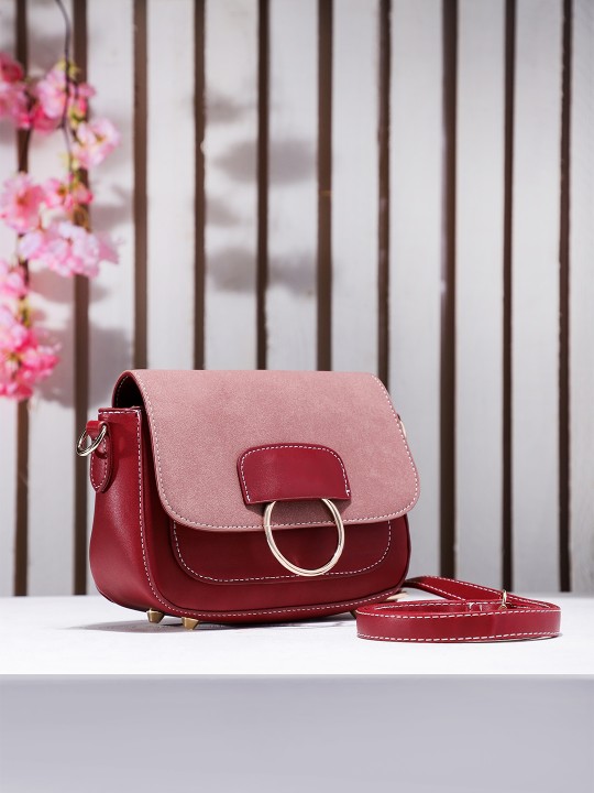 dressberry burgundy solid shoulder bag
