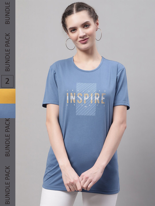 MACK JONNEY Pack Of 2 Typography Printed Cotton T-shirt