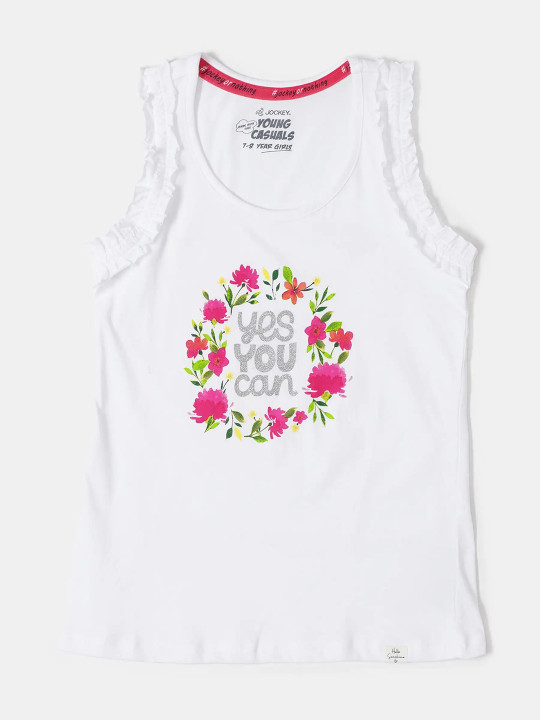 Jockey Girls Super Combed Cotton Printed Regular Fit Round Neck Sleeveless Tank Top-CG19