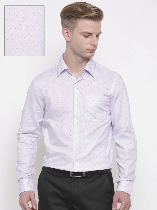 Men Lavender Tailored Fit Self-Design Formal Shirt 39