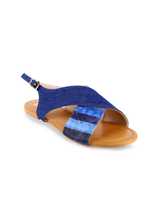 Women Blue Open-Toed Flats 36