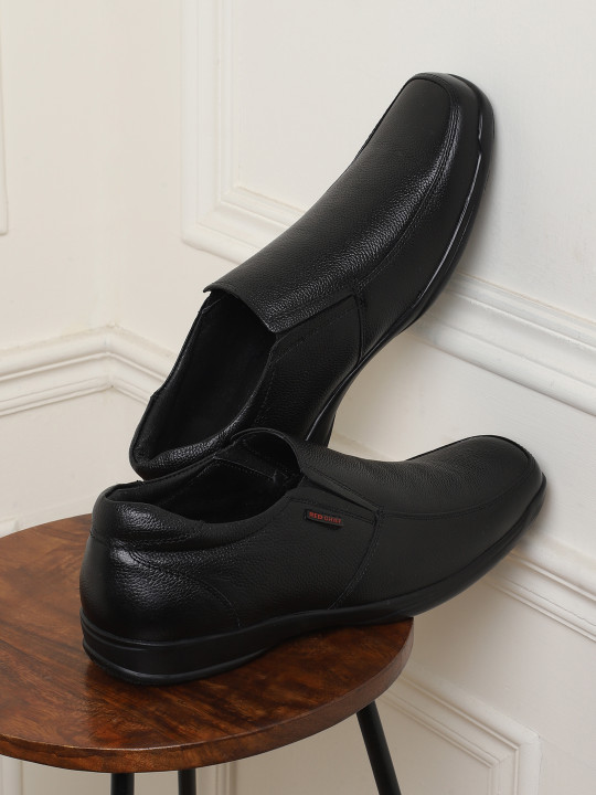Red Chief Men Black Leather Formal Slip-On Shoes