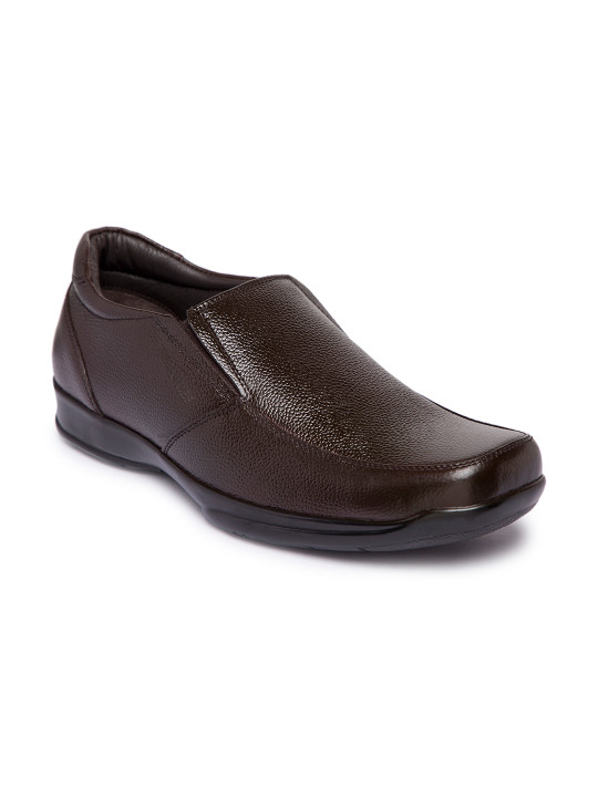 Red Chief Men Brown Genuine Leather Formal Slip-Ons