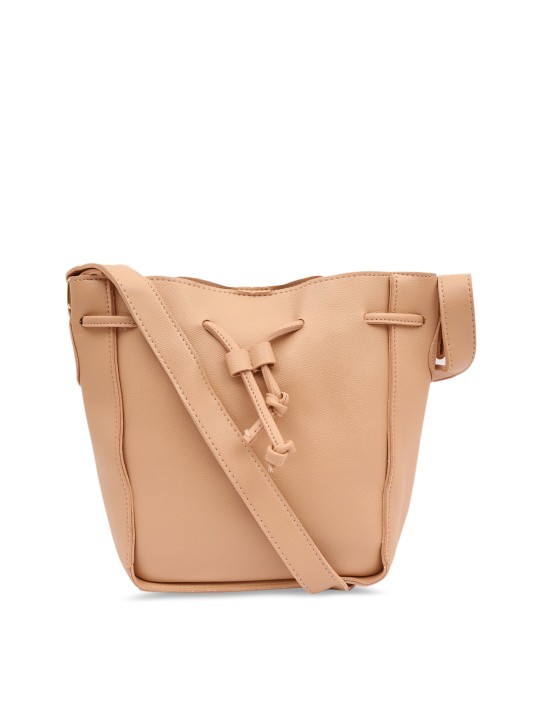 Peach-Coloured Solid Sling Bag
