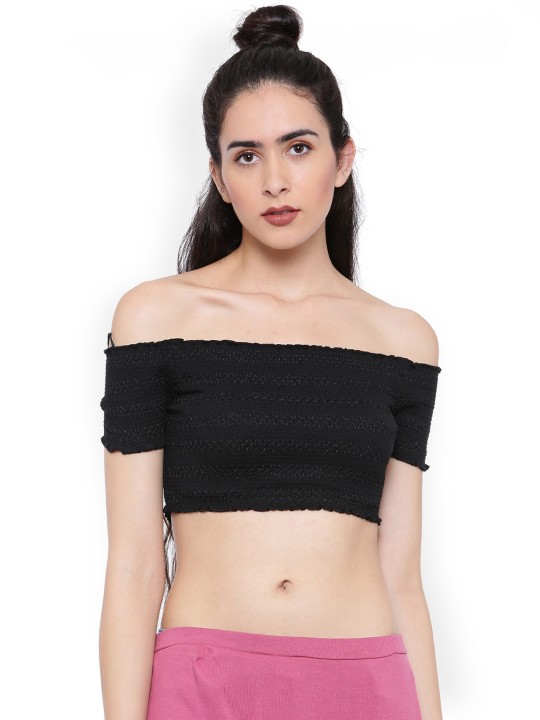 womens black bardot top