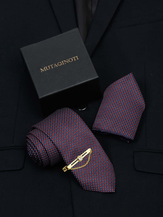 MUTAQINOTI Men Silk Necktie Accessory Gift Set