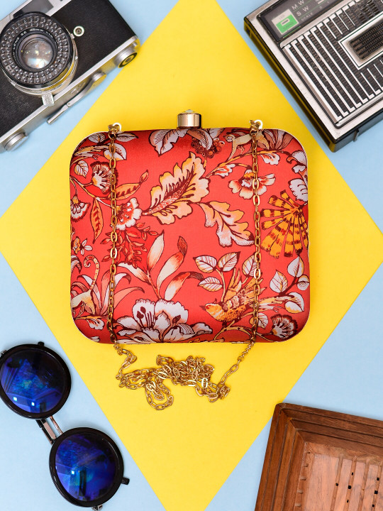 ARTKLIM Printed Box Clutch With Shoulder Strap