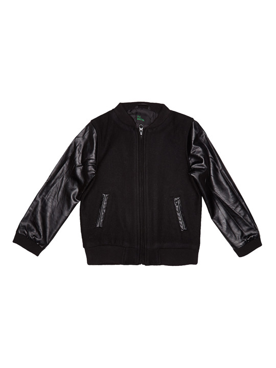 Boys Black Solid Bomber Jacket 1-2Y