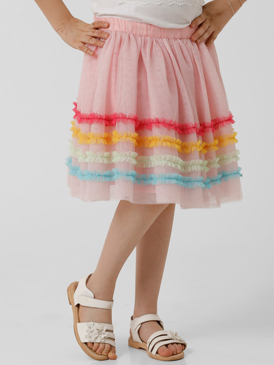 KATE & OSCAR Girls Flared Layered Frilled Knee-Length Skirt