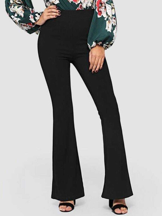 Next One Women Relaxed Fit Bootcut High-Rise Trousers