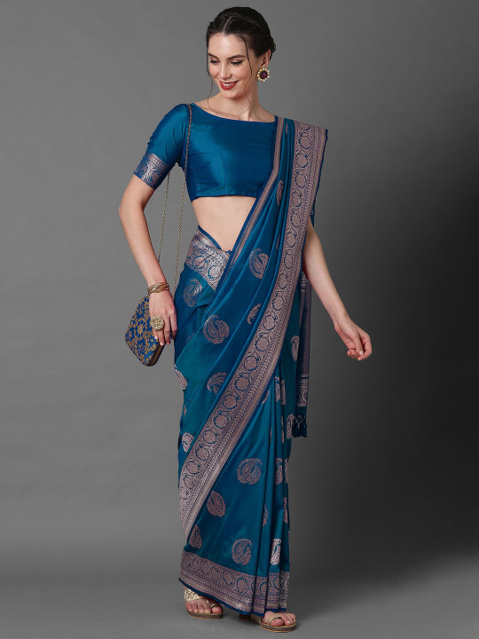Mitera Ethnic Motifs Woven Design Zari Silk Blend Banarasi Saree